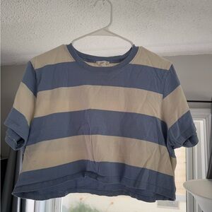 Full Tilt Light Blue and Cream Knit Top